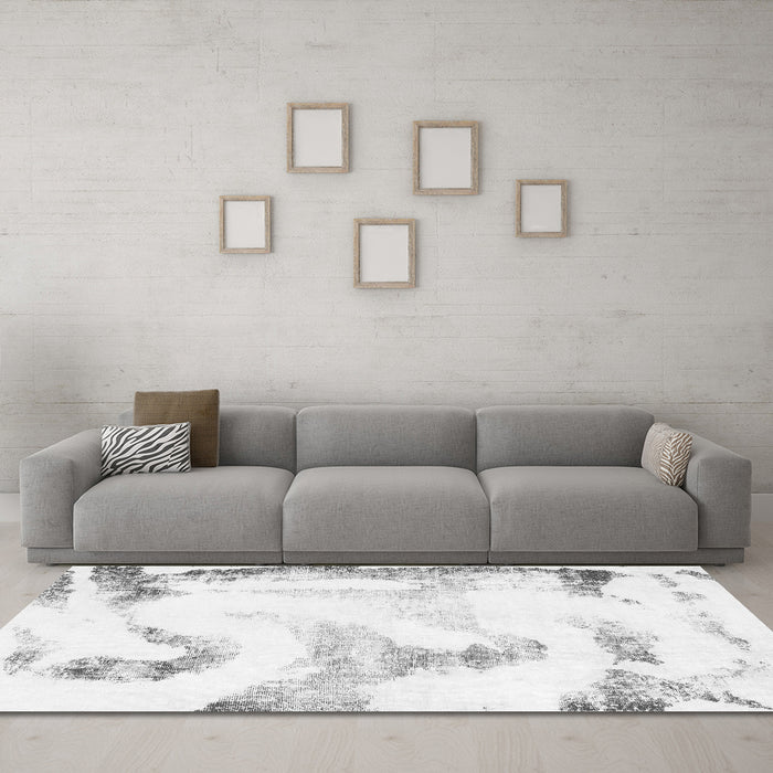 Machine Washable Abstract Gray Modern Rug in a Living Room,, wshabs1039gry