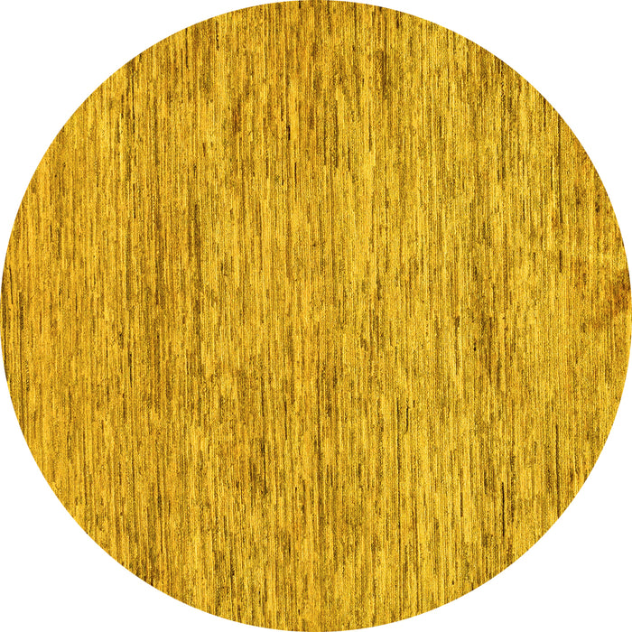 Round Machine Washable Abstract Yellow Modern Rug, wshabs103yw