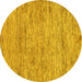 Round Machine Washable Abstract Yellow Modern Rug, wshabs103yw