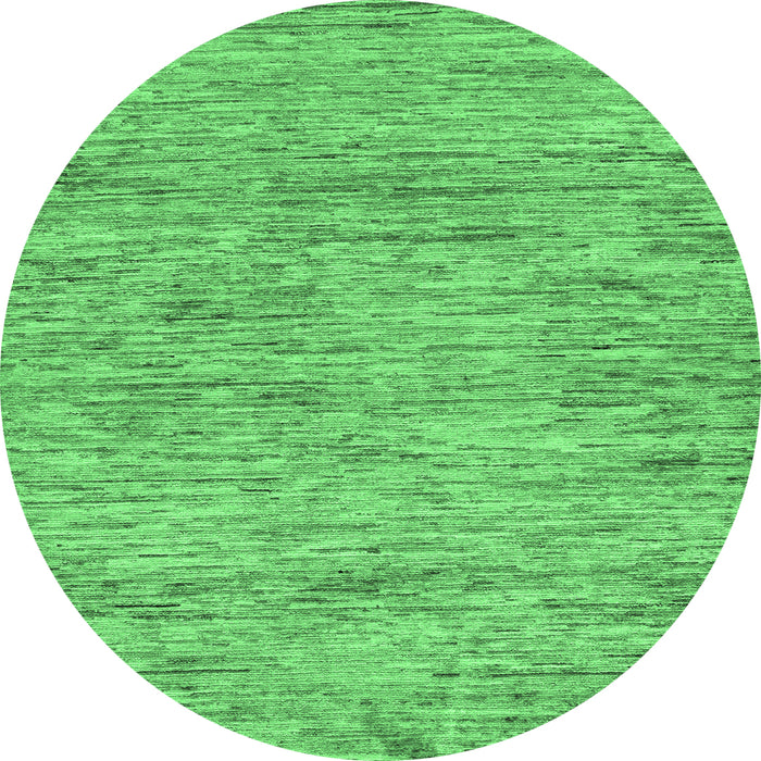Round Machine Washable Abstract Emerald Green Modern Area Rugs, wshabs103emgrn