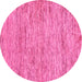 Round Machine Washable Abstract Pink Modern Rug, wshabs103pnk