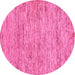 Round Abstract Pink Modern Rug, abs103pnk