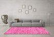 Machine Washable Abstract Pink Modern Rug in a Living Room, wshabs103pnk