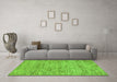 Machine Washable Abstract Green Modern Area Rugs in a Living Room,, wshabs103grn