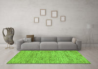 Machine Washable Abstract Green Modern Rug, wshabs103grn