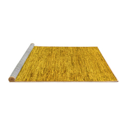 Sideview of Machine Washable Abstract Yellow Modern Rug, wshabs103yw