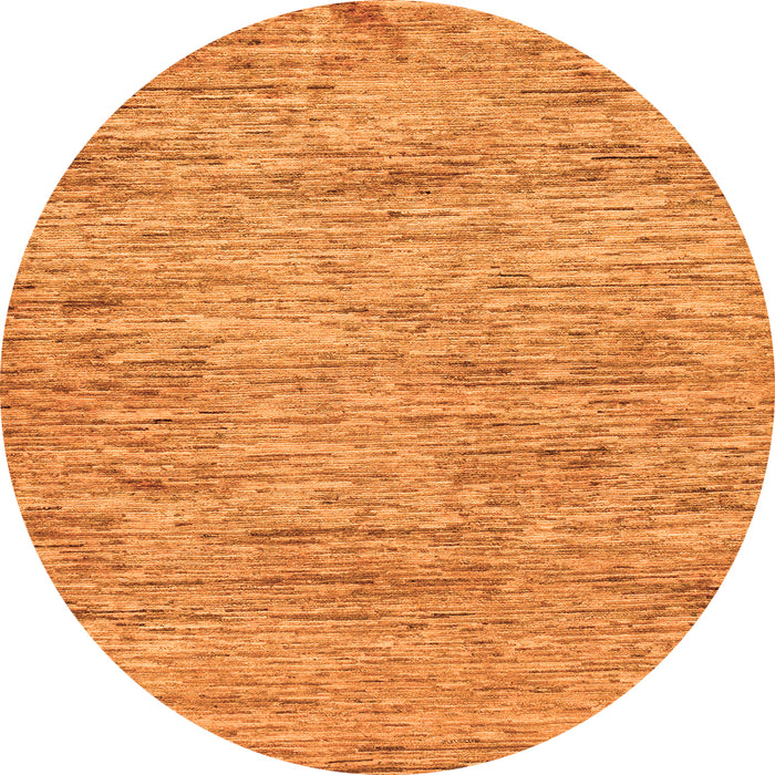 Round Machine Washable Abstract Orange Modern Area Rugs, wshabs103org