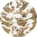 Round Machine Washable Abstract Champagne Beige Rug, wshabs1040