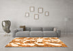 Machine Washable Abstract Orange Modern Area Rugs in a Living Room, wshabs1040org