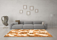 Machine Washable Abstract Orange Modern Rug, wshabs1040org