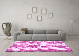 Machine Washable Abstract Pink Modern Rug in a Living Room, wshabs1040pnk