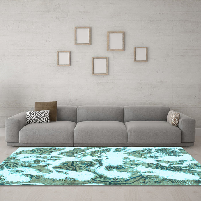 Machine Washable Abstract Light Blue Modern Rug in a Living Room, wshabs1040lblu
