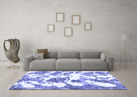 Machine Washable Abstract Blue Modern Rug, wshabs1040blu