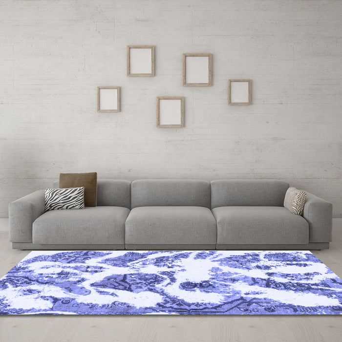 Machine Washable Abstract Blue Modern Rug in a Living Room, wshabs1040blu