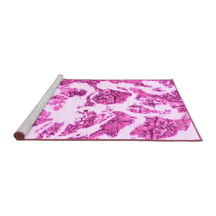 Sideview of Machine Washable Abstract Pink Modern Rug, wshabs1040pnk