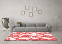 Machine Washable Abstract Red Modern Rug, wshabs1040red