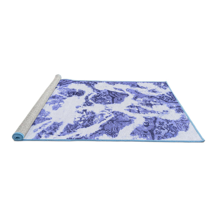 Sideview of Machine Washable Abstract Blue Modern Rug, wshabs1040blu