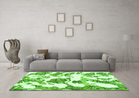 Machine Washable Abstract Green Modern Rug, wshabs1040grn