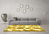 Machine Washable Abstract Yellow Modern Rug, wshabs1040yw