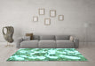 Machine Washable Abstract Turquoise Modern Area Rugs in a Living Room,, wshabs1040turq