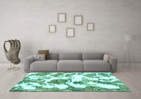 Machine Washable Abstract Turquoise Modern Rug, wshabs1040turq