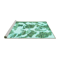 Sideview of Machine Washable Abstract Turquoise Modern Area Rugs, wshabs1040turq