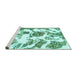 Sideview of Machine Washable Abstract Turquoise Modern Area Rugs, wshabs1040turq
