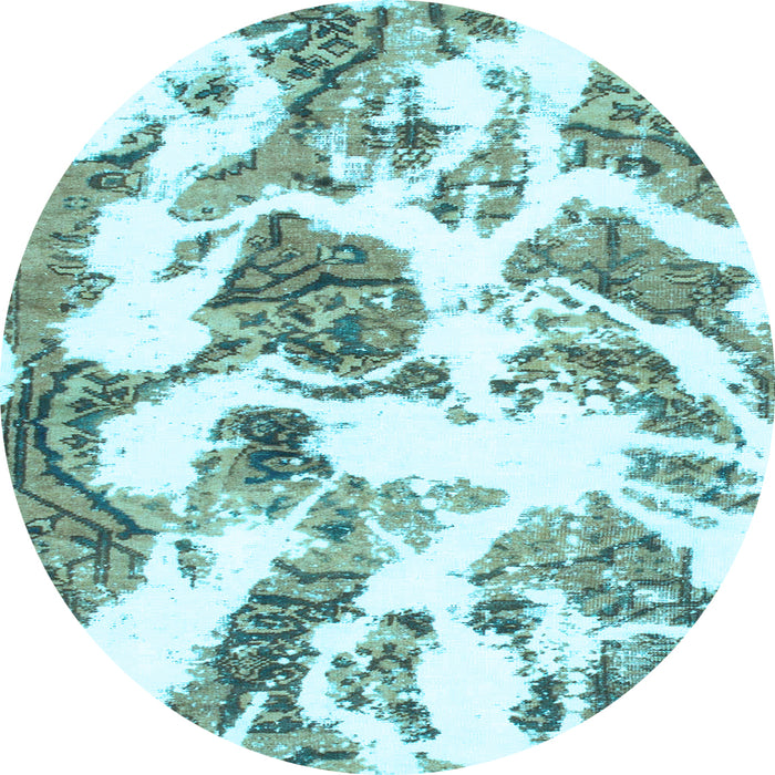 Round Machine Washable Abstract Light Blue Modern Rug, wshabs1040lblu