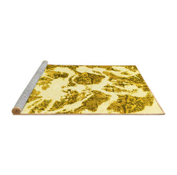 Sideview of Machine Washable Abstract Yellow Modern Rug, wshabs1040yw