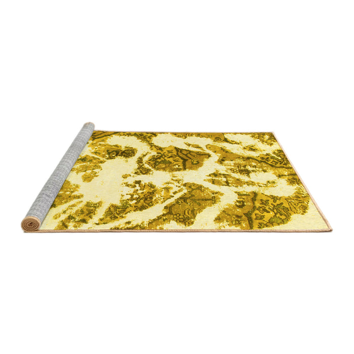 Sideview of Machine Washable Abstract Yellow Modern Rug, wshabs1040yw