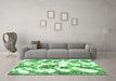 Machine Washable Abstract Emerald Green Modern Area Rugs in a Living Room,, wshabs1040emgrn