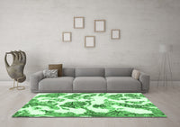 Machine Washable Abstract Emerald Green Modern Rug, wshabs1040emgrn