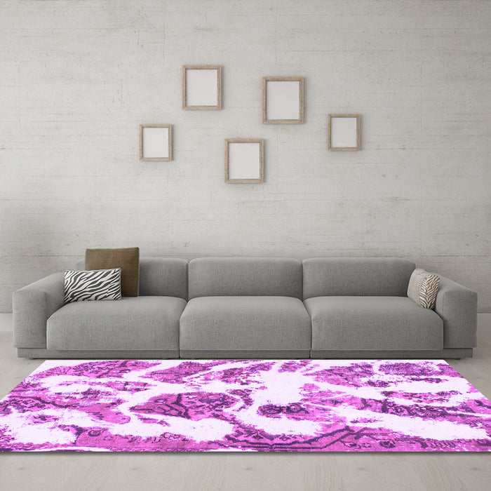 Machine Washable Abstract Purple Modern Area Rugs in a Living Room, wshabs1040pur