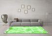 Machine Washable Abstract Green Modern Area Rugs in a Living Room,, wshabs1041grn