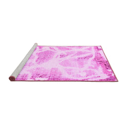 Sideview of Machine Washable Abstract Pink Modern Rug, wshabs1041pnk