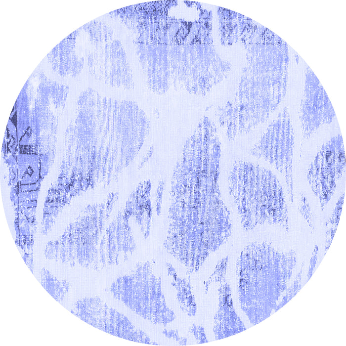 Round Machine Washable Abstract Blue Modern Rug, wshabs1041blu