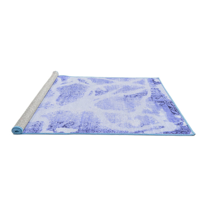 Sideview of Machine Washable Abstract Blue Modern Rug, wshabs1041blu
