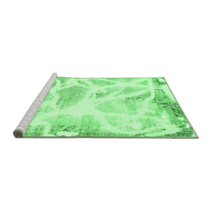 Sideview of Machine Washable Abstract Emerald Green Modern Area Rugs, wshabs1041emgrn