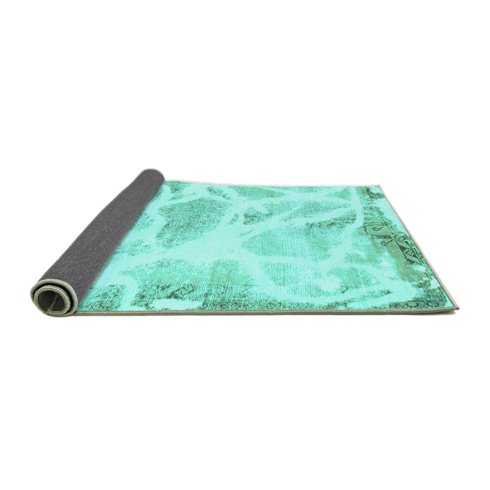 Sideview of Abstract Turquoise Modern Rug, abs1041turq
