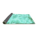 Sideview of Abstract Turquoise Modern Rug, abs1041turq