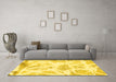 Machine Washable Abstract Yellow Modern Rug in a Living Room, wshabs1041yw