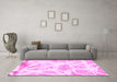 Machine Washable Abstract Pink Modern Rug in a Living Room, wshabs1041pnk