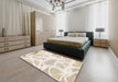 Machine Washable Abstract Champagne Beige Rug in a Bedroom, wshabs1041