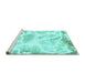Sideview of Machine Washable Abstract Turquoise Modern Area Rugs, wshabs1041turq