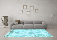 Machine Washable Abstract Light Blue Modern Rug, wshabs1041lblu