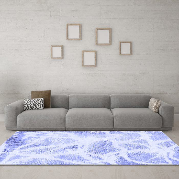 Machine Washable Abstract Blue Modern Rug in a Living Room, wshabs1041blu