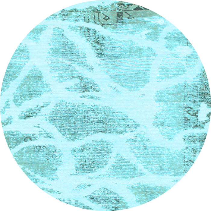 Round Machine Washable Abstract Light Blue Modern Rug, wshabs1041lblu