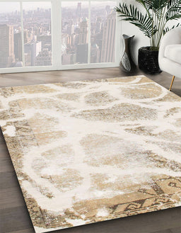 Abstract Champagne Beige Modern Rug in Family Room, abs1041
