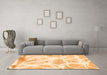 Machine Washable Abstract Orange Modern Area Rugs in a Living Room, wshabs1041org