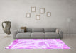 Machine Washable Abstract Purple Modern Area Rugs in a Living Room, wshabs1041pur